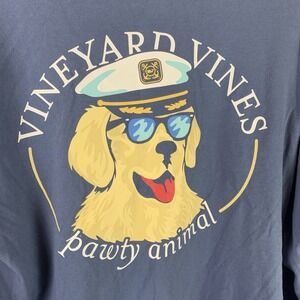 Vineyard Vines Mens Small Blue Graphic Tshirt Long Sleeve Pawty‎ Animal Pet Dog